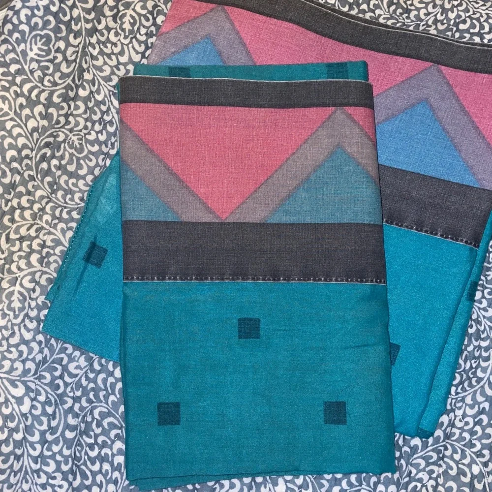 JP Stevens Pillow Cases Standard Teal Pink Geometric 80s Vintage Percale Set